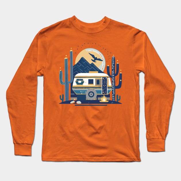 Desert Camping Long Sleeve T-Shirt by Midcenturydave